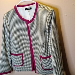 Nine West Women's Black and White Jacket with Pink Trim